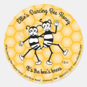 Danser le miel d'abeille ronde étiquette (Devant)