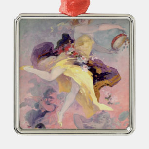 danser met Baskische tambourine Metalen Ornament