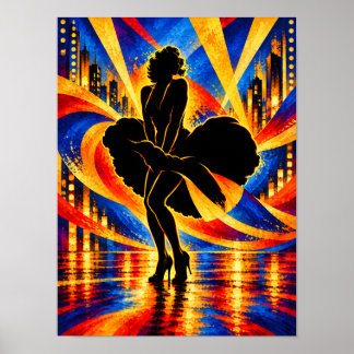 Danser met golvende jurk silhouet poster