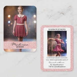 Danser Ruilkaarten Roze Pailletten Foto Visitekaartje