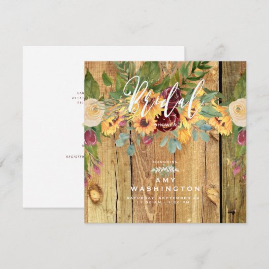 Danser Rustique Sunflowers Invitation de la douche (Devant / Derrière)