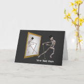 Danser Squelette En Miroir Drôle Carte photo (Fleur jaune)