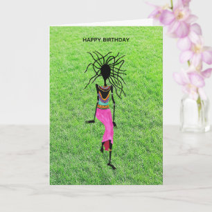 Danser sur la carte d'anniversaire verte de l'herb