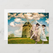  danserende bladermeisjes en windmollen briefkaart (Voorkant / Achterkant)