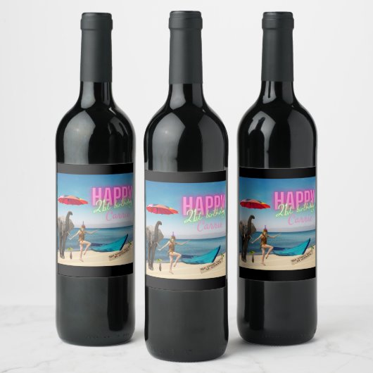  danseres 21ste verjaardag Gewijzigde kunst Wijn Etiket (Flessen)