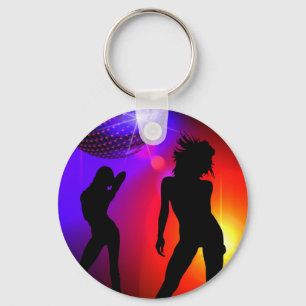 Danseressen met Disco Bal Neon Kleuren Sleutelhang Sleutelhanger