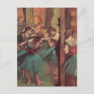 Danseressen, Roze en Groen door Edgar Degas Briefkaart