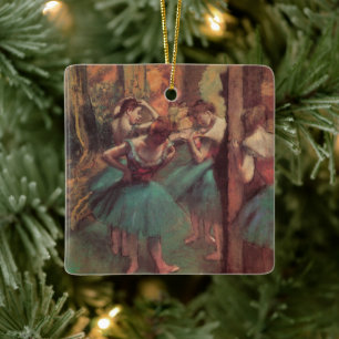 Danseressen, Roze en Groen door Edgar Degas Keramisch Ornament