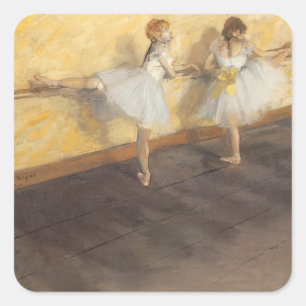 Dansers aan de Bar door Edgar Degas, Vintage Balle Vierkante Sticker