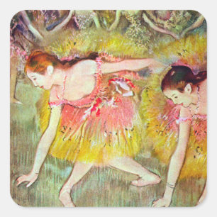 Dansers Buigend door Edgar Degas, Balletkunst Vierkante Sticker