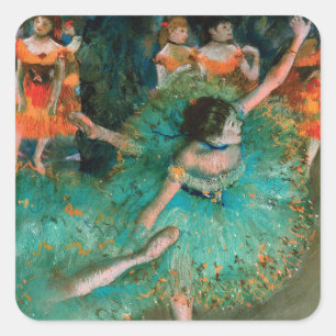 Dansers in Groen door Edgar Degas Vierkante Sticker