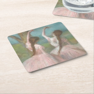 Dansers in Roze Edgar Degas Vierkante Kartonnen Onderzetter