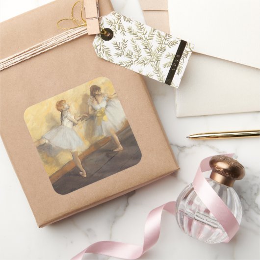 dansers op de balie door Edgar Degas,  ballet Vierkante Sticker (Geschenken)