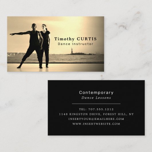Dansers op het podium, dansinstructeur, danser visitekaartje (Voorkant / Achterkant)
