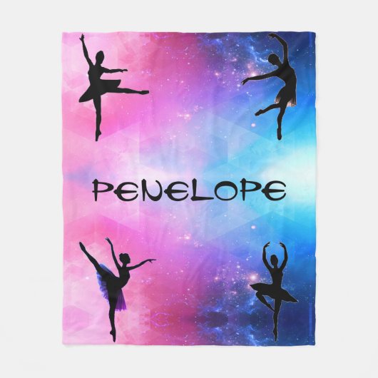 Dansers Roze & Blauw Abstracte Ballerina Deken (Voorkant)