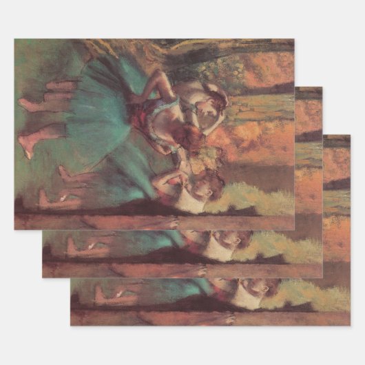 dansers, roze en groen van Edgar Degas Inpakpapier Vel (Set)