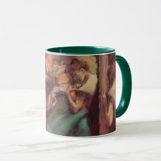 dansers, roze en groen van Edgar Degas Mok (Voorkant rechts)