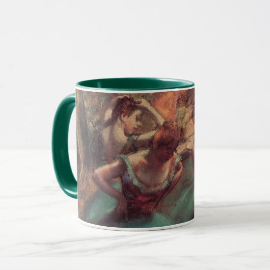 dansers, roze en groen van Edgar Degas Mok (Voorkant links)