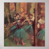 dansers, roze en groen van Edgar Degas Poster (Voorkant)