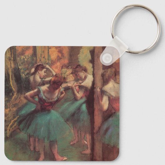 dansers, roze en groen van Edgar Degas Sleutelhanger (Achterkant)