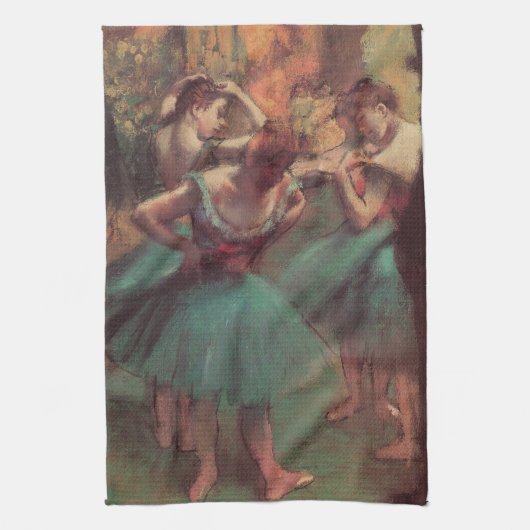 dansers, roze en groen van Edgar Degas Theedoek (Verticaal)