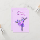 Danseur de ballet de la carte d'anniversaire fille (Devant/Arrière en situation)