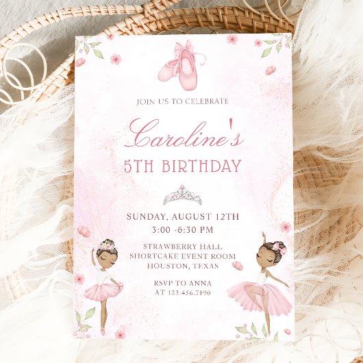 Danseur de ballet rose Ballerina Invitation d'anni