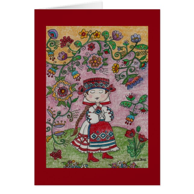 Danseur ukrainien et fleurs Art populaire (Devant)