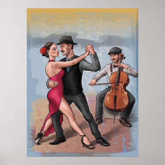Danseurs de tango - Poster d'art tiré à la main (P (Devant)