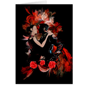 Danseurs de tango romantiques sur la fractale roug