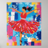 Danseuse de salsa Robe Rouge Art Mural Abstrait (Devant)