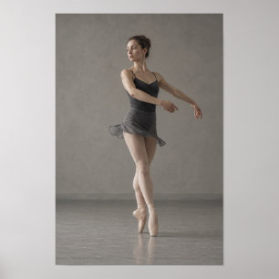 Danseuse en robe noire en pointe Art mural