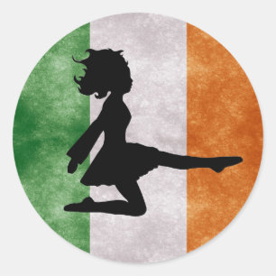 Danseuse irlandaise sur Stickers Drapeau irlandais