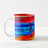 Danseuse Sunset Beach en couleurs primaires Mug ca (Gauche)