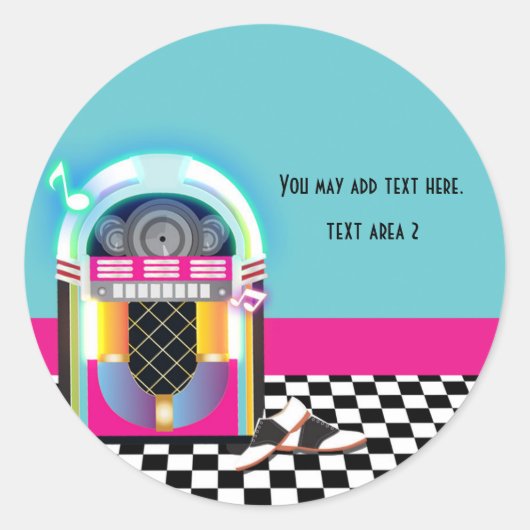 Dansfeest Jukebox Roze Sticker uit de jaren 50 (Voorkant)