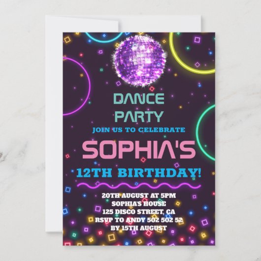 Dansfeest Verjaardag Glow Rainbow Disco bal Kaart (Voorkant)