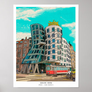 DansHouse Prague Czech Republic Whimsical Art Poster