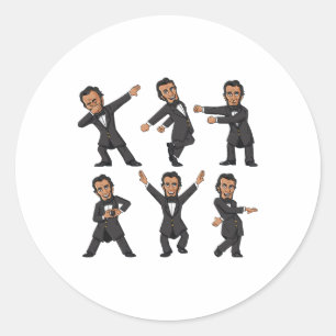 Dansing Abraham Lincoln 4 juli jongens Kind meisje Ronde Sticker