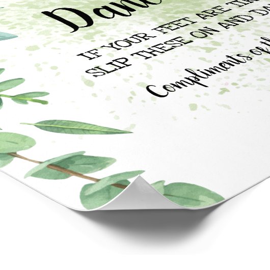 Dansingsfeet Teenslippers Weddenschap Eucalyptus Poster (Hoek)