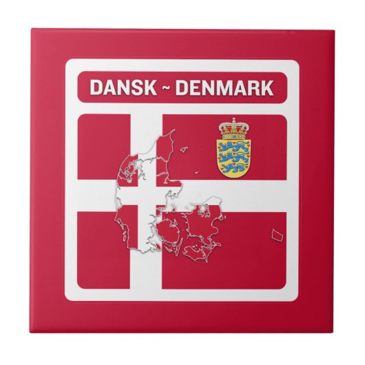 Dansk Denmark vlag Tegeltje (Voorkant)