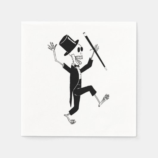 Danskelet in Tuxedo en Top Hat met Cane C Servet (Voorkant)
