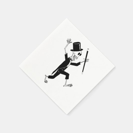 Danskelet in Tuxedo en Top Hat met Cane C Servet (Hoek)