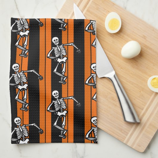 Danskeletten Halloween Striped Theedoek (Quarter Fold)