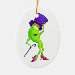 Danskikker met een Paars Pet muziektheater Keramisch Ornament