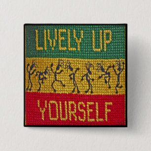 dansknop levendig reggaderen vierkante button 5,1 cm