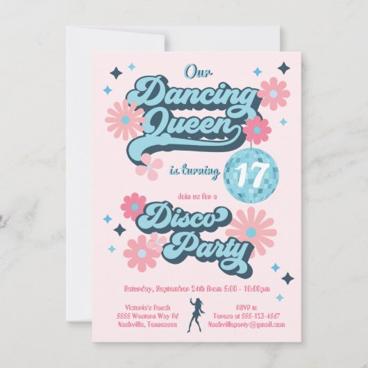 Danskoningin Disco Birthday Party Kaart (Voorkant)