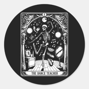 Dansleraar Tarot Kaart Skeleton Dancing Ballet T Ronde Sticker