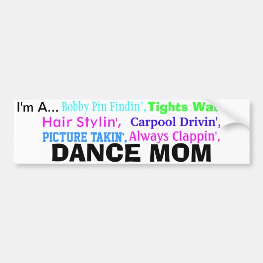 Dansmoeder bumpersticker. bumpersticker (Voorkant)