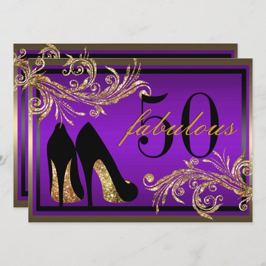 Dansschoenen - Fantastische uitnodiging voor 50e v (Voorkant / Achterkant)