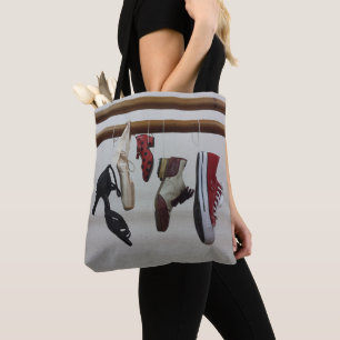 Dansschoenen Hanging From Rod Gedrukt op Canvas ta Tote Bag